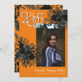 Zwart Roos Oranje School Colors Afstuderen Kaart (Voorkant / Achterkant)