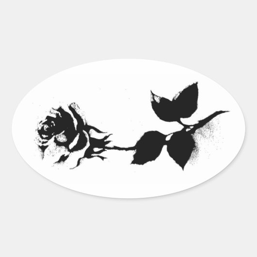 Zwart Roos Ovale Sticker (Voorkant)