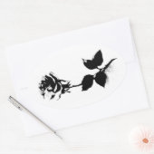 Zwart Roos Ovale Sticker (Envelop)