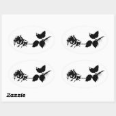 Zwart Roos Ovale Sticker (Vel)