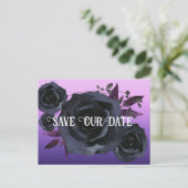 Zwart Roos Paarse foto Opslaan Onze Datum Briefkaart (Staand voorkant)