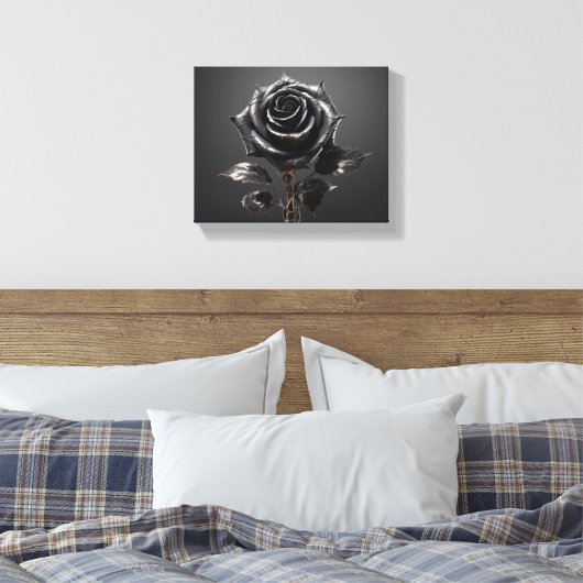 Zwart Roos print (Insitu (Slaapkamer))