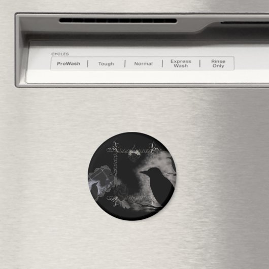 Zwart Roos Ravens Magnet (Insitu (Vaatwasser))