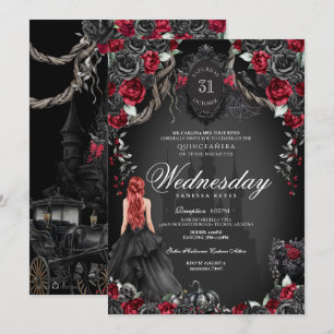 Zwart Roos Rood Quinceañera Halloween Gotisch Kaart