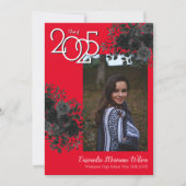 Zwart Roos Rood School Colors Afstuderen Kaart (Voorkant)