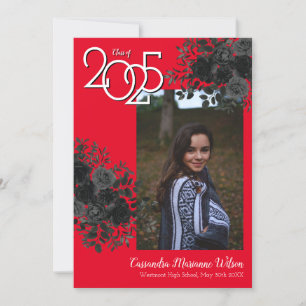 Zwart Roos Rood School Colors Afstuderen Kaart