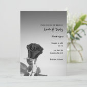 Zwart Roos Roos Romantic Elegant minimal bruiloft Kaart (Staand voorkant)