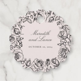  zwart Roos schets bruiloft gunst Bedankjes Labels