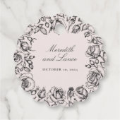  zwart Roos schets bruiloft gunst Bedankjes Labels (Achterkant)