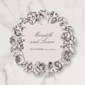 zwart Roos schets bruiloft gunst Bedankjes Labels (Voorkant)