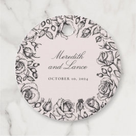  zwart Roos schets bruiloft gunst Bedankjes Labels