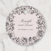  zwart Roos schets bruiloft gunst Bedankjes Labels (Achterkant)
