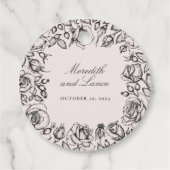  zwart Roos schets bruiloft gunst Bedankjes Labels (Voorkant)