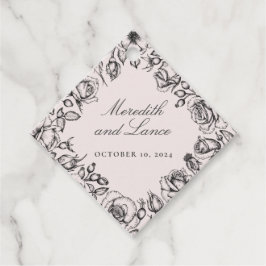  zwart Roos schets bruiloft gunst Bedankjes Labels