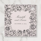  zwart Roos schets bruiloft gunst Bedankjes Labels (Achterkant)