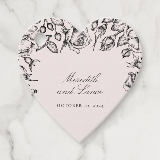  zwart Roos schets bruiloft gunst Bedankjes Labels (Voorkant)