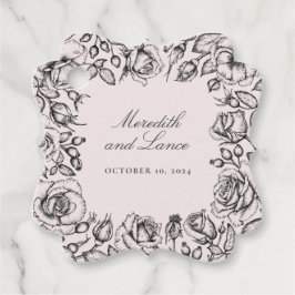  zwart Roos schets bruiloft gunst Bedankjes Labels