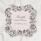  zwart Roos schets bruiloft gunst Bedankjes Labels (Voorkant)