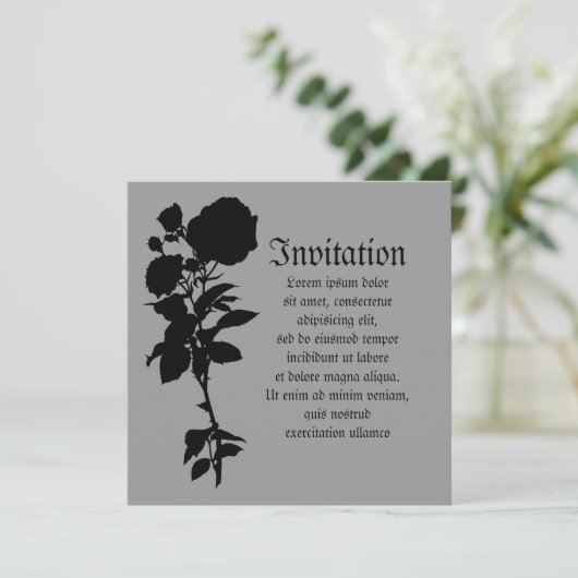 Zwart Roos Silhouette Kaart (Staand voorkant)