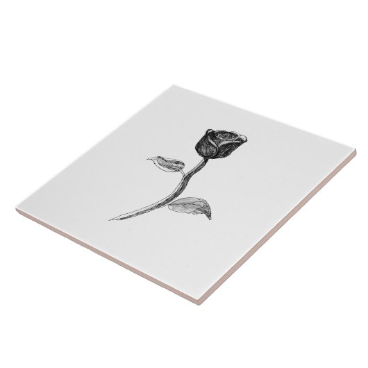 Zwart Roos. Tegeltje (Zijkant)