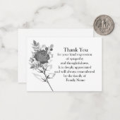 Zwart Roos ventilator na begrafenisdank Notitiekaartje (Voorkant / Achterkant in situ)