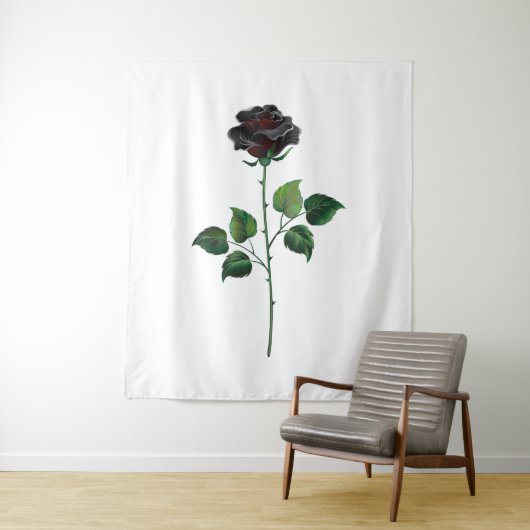 Zwart roos wandkleed (In situ)