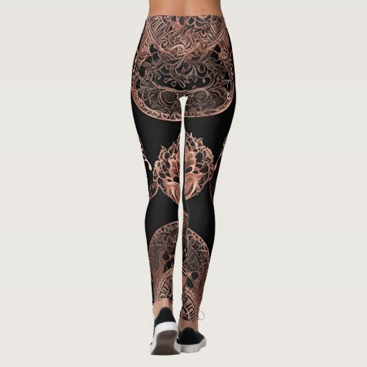  Zwart & Rosegold AI kunst Leggings (Achterkant)