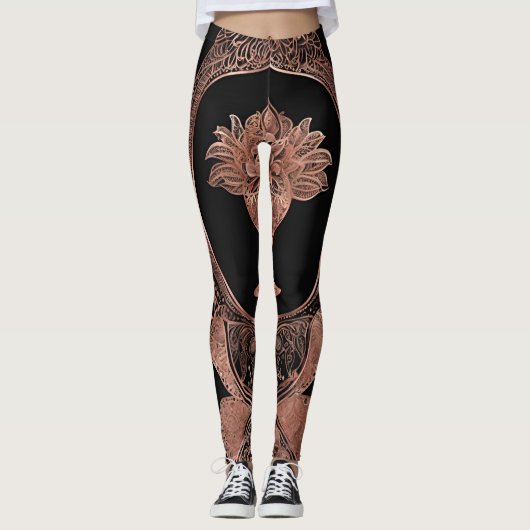  Zwart & Rosegold AI kunst Leggings (Voorkant)
