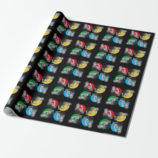 Zwart ROSIE RIVETER Print Inpakpapier (Uitgerold)