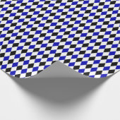 Zwart, Royal Blue en White Harlequin Cadeaupapier (Hoek)