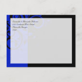 Zwart/Royal Blue Omgekeerde draai Bewaar de datum Aankondigingskaart (Achterkant)
