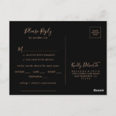 Zwart Royal Floral Menu Keuze RSVP Briefkaart (Achterkant)
