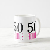Zwart Roze 50 en Fabulous 50e Verjaardag Koffiemok (Voorkant rechts)