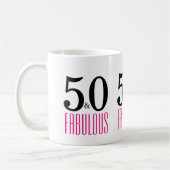 Zwart Roze 50 en Fabulous 50e Verjaardag Koffiemok (Links)