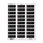 Zwart Roze 50 en Fabulous Verjaardag Script Adres Etiket (Full Sheet)