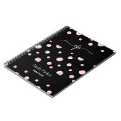 Zwart Roze Aangepaste Logo Monogram Script Naam St Notitieboek (Linkerzijde)