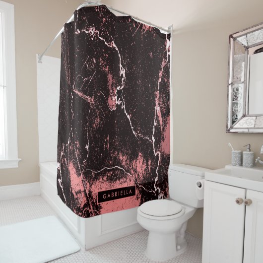 Zwart & Roze Abstract Douchegordijn (In situ)