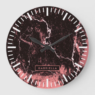 Zwart-roze Abstract Grote Klok