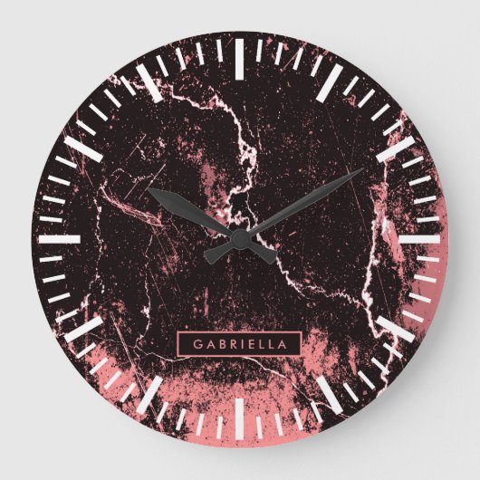 Zwart-roze Abstract Grote Klok (Voorkant)