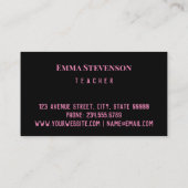 Zwart roze, abstract, patroon, roze en zwart visitekaartje (Achterkant)