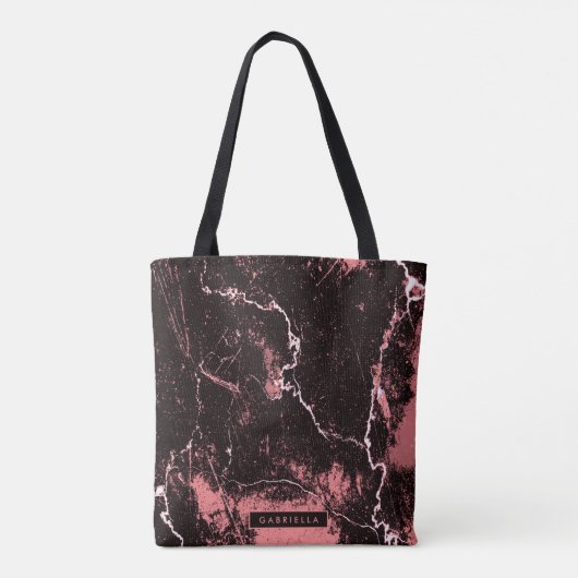 Zwart-roze Abstract Tote Bag (Achterkant)