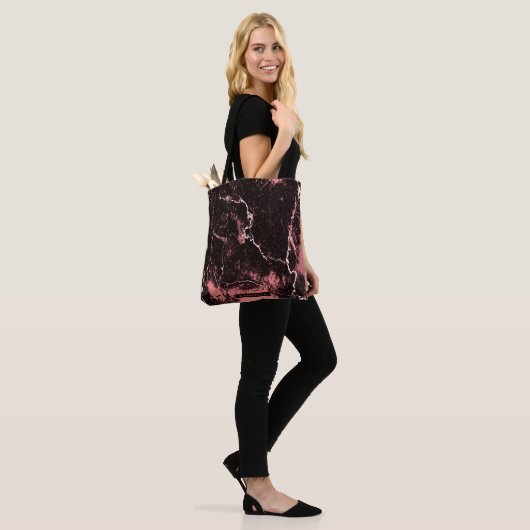 Zwart-roze Abstract Tote Bag (Op model)