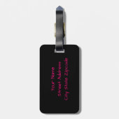 Zwart roze acrylafbreekblok bagagelabel (Achterkant verticaal)