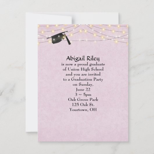 zwart roze Afstuderen Kaart (Achterkant)