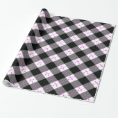 Zwart-roze Argyle Cadeaupapier (Uitgerold)