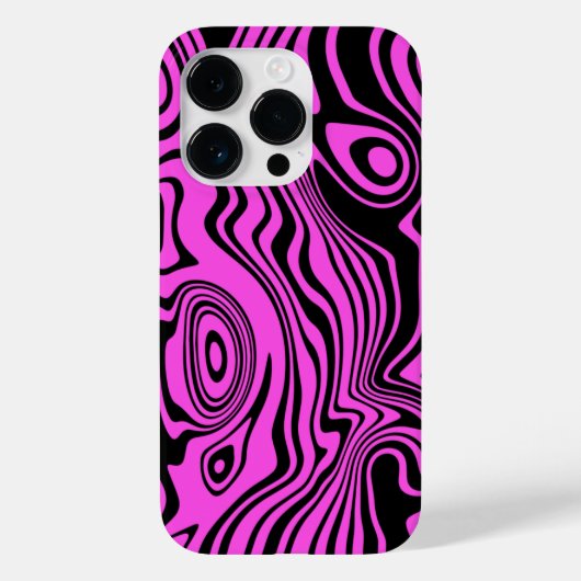 Zwart Roze Art Waves iPhone Case - Kies Kleur (Achterkant)