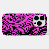 Zwart Roze Art Waves iPhone Case - Kies Kleur (Achterkant (horizontaal))