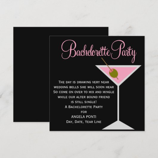 Zwart-roze Bachelorette Kaart (Voorkant / Achterkant)