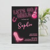 Zwart Roze Bachelorette Weekend Uitnodiging (Staand voorkant)