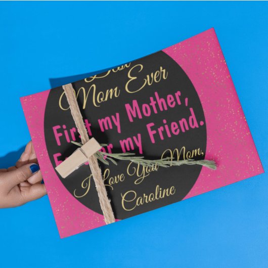 Zwart Roze Beste Moeder Ooit Chique Modern Moederd Inpakpapier Vel